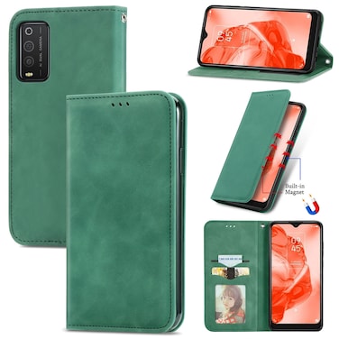 Protective Case For TCL 205 Retro Skin Feel Magnetic Horizontal Flip Leather Phone Case Green