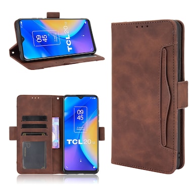 Protective Case For TCL 20 SE Skin Feel Calf Pattern Horizontal Flip Leather Case with Holder &amp; Card Slots &amp; Photo Frame Brown