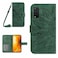 Protective Case For TCL 205 Skin Feel Sun Flower Pattern Flip Leather Phone Case with Lanyard Green