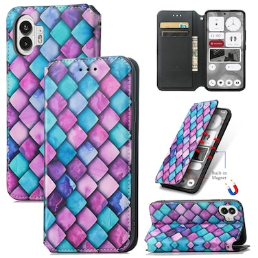 Protective Case For Nothing Phone 2 CaseNeo Colorful Magnetic Leather Phone Case Purple scales