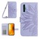 Protective Case For TCL 20S / 20 5G / 20L / 20L+ Skin Feel Sun Flower Pattern Flip Leather Phone Case with Lanyard Purple