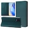 Protective Case For TCL 30T / T603DL RC01 Dual-Folded Magnetic Suction RFID Leather Phone Case Dark Green