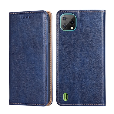 Protective Case For Blackview A55 Pure Color Magnetic Leather Phone Case Blue