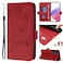 Protective Case For TCL 50 SE Embossed Rose RFID Anti-theft Leather Phone Case Red