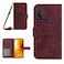 Protective Case For TCL 20 R/20 AX 5G/Bremen 5G Skin Feel Sun Flower Pattern Flip Leather Phone Case with Lanyard Wine Red