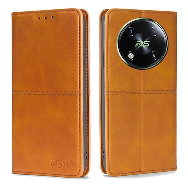 Protective Case For Itel RS4 4G Cow Texture Magnetic Leather Phone Case Light Brown