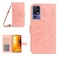Protective Case For TCL 40 SE HT04 Skin Feel Sun Flower Embossed Flip Leather Phone Case with Lanyard Pink
