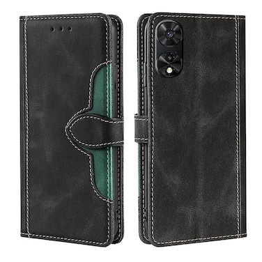 Protective Case For TCL 505 4G Skin Feel Magnetic Buckle Leather Phone Case Black