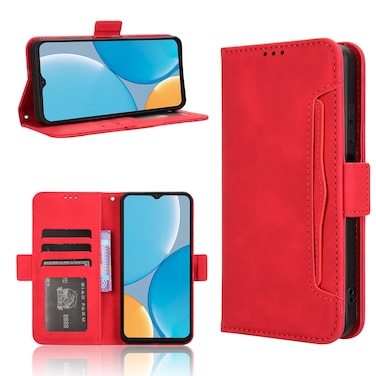 Protective Case For itel A50C Skin Feel Calf Texture Card Slots Leather Phone Case Red