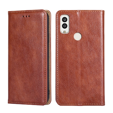 Protective Case For Kyocera Android One S9 / Digno Sanga Edition Pure Color Magnetic Leather Phone Case Brown