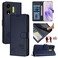 Protective Case For itel P55 5G Cat Rat Embossed Pattern RFID Leather Phone Case with Lanyard Blue
