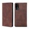 Protective Case For TCL 40 XE 5G / 40X 5G T601D Skin Feel Magnetic Leather Phone Case Dark Brown