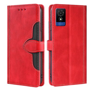 Protective Cover For TCL 501 4G Skin Feel Magnetic Buckle Leather Phone CaseRed