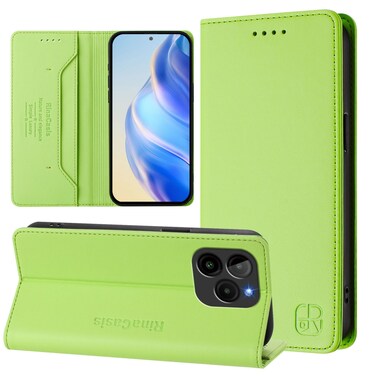 Protective Cover For BLU G54 RC01 Dual-Folded Magnetic Suction RFID Leather Phone CaseGrass Green