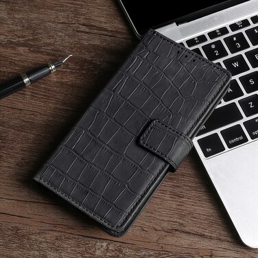 Protective Cover For Meizu 15 / 15 Plus Skin Feel Crocodile Texture Magnetic Clasp PU Leather Phone CaseBlack