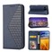 Protective Cover For Sharp Aquos Sense7 Cubic Grid Calf Texture Magnetic Leather Phone CaseBlue