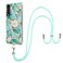 Protective Cover For LG Stylo 7 4G Electroplating Splicing Marble Flower Pattern TPU Shockproof Case with LanyardBlue Flower