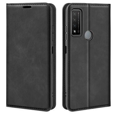 Protective Cover For TCL 20 R 5G Retro-skin Business Magnetic Suction Phone Leather Case with Holder &amp; Card Slots &amp; Wallet Black