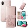 Protective Cover For Wiko Y61 Four-leaf Clasp Embossed Buckle Mobile Phone Protection Leather Case with Lanyard &amp; Card Slot &amp; Wallet &amp; Bracket Function Rose Gold