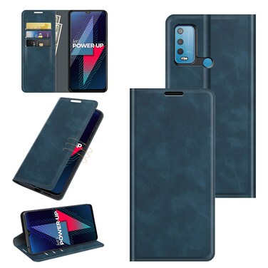 Protective Cover For wiko Power U30 Retro-skin Business Magnetic Suction Leather Case with Holder &amp; Card Slots &amp; Wallet Dark Blue