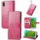 Protective Cover For Wiko Jerry 4 Four-leaf Clasp Embossed Buckle Mobile Phone Protection Leather Case with Lanyard &amp; Card Slot &amp; Wallet &amp; Bracket Function Magenta