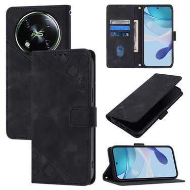 Protective Cover For Itel RS4 Skin Feel Embossed Leather Phone Case Black