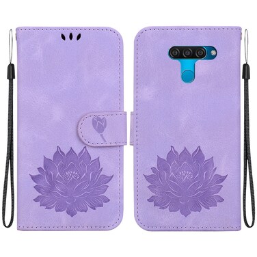Protective Cover For LG K50 / Q60 Lotus Embossed Leather Phone Case Purple