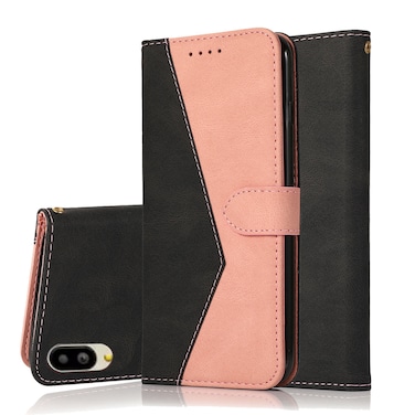 Protective Cover For Sharp Basio active SHG09 Dual-color Stitching Leather Phone Case Black Rose Gold