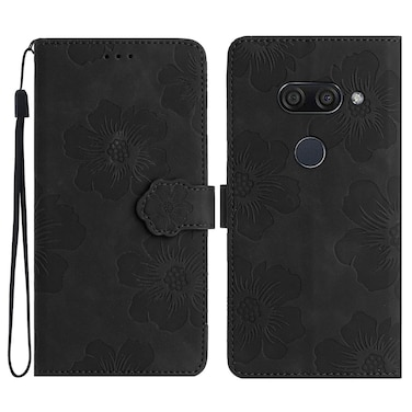 Protective Cover For LG K50 Flower Embossing Pattern Leather Phone Case Black