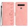 Protective Cover For LG K51S Seven Butterflies Embossed Leather Phone Case Pink