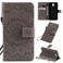 Protective Cover For LG K30  2019 Pressed Printing Sunflower Pattern Horizontal Flip PU Leather Case with Holder &amp; Card Slots &amp; Wallet &amp; Lanyard Gray