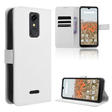 Protective Cover For Consumer Cellular Iris Connect Diamond Texture Leather Phone Case White