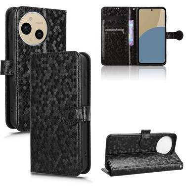 Protective Cover For Sharp Aquos Sense9 Honeycomb Dot Texture Leather Phone Case Black