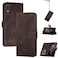 Protective Cover For LG K22 Cubic Skin Feel Flip Leather Phone Case Dark Brown
