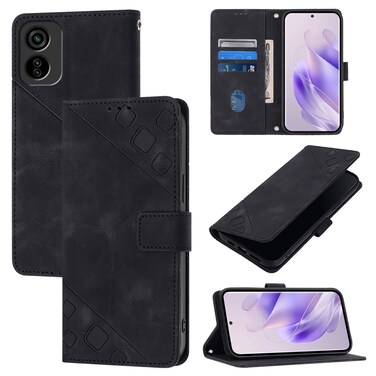 Protective Cover For ltel A18 Skin Feel Embossed Leather Phone Case Black