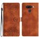 Protective Cover For LG K50 Cherry Blossom Butterfly Skin Feel Embossed PU Phone Case Brown