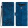 Protective Cover For LG K51S Cherry Blossom Butterfly Skin Feel Embossed PU Phone Case Blue