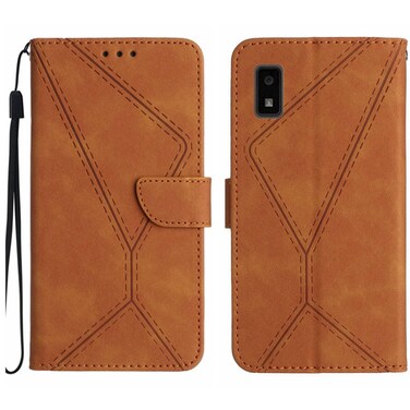 Protective Cover For Sharp Aquos Wish SHG06 Stitching Embossed Leather Phone Case Brown