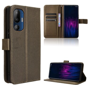 Protective Cover For HTC U24 Pro Diamond Texture Leather Phone Case Brown