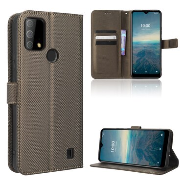 Protective Cover For Vodafone Smart V22 Diamond Texture Leather Phone Case Brown