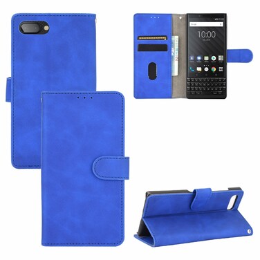 Protective Cover For BlackBerry KEY2 Solid Color Skin Feel Magnetic Buckle Horizontal Flip Calf Texture PU Leather Case with Holder &amp; Card Slots &amp; Wallet Blue