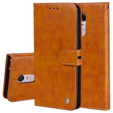 Protective Cover For Xiaomi Redmi 5 Plus Oil Wax Texture Horizontal Flip Leather Case with Holder &amp; Card Slots &amp; Wallet Brown