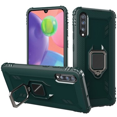 Protective Cover For Wiko View 4 / View 4 Lite Carbon Fiber Protective Case with 360 Degree Rotating Ring Holder Green