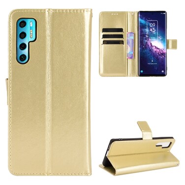 Protective Cover For TCL 20 Pro 5G Crazy Horse Texture Horizontal Flip Leather Case with Holder &amp; Card Slots &amp; Lanyard Gold