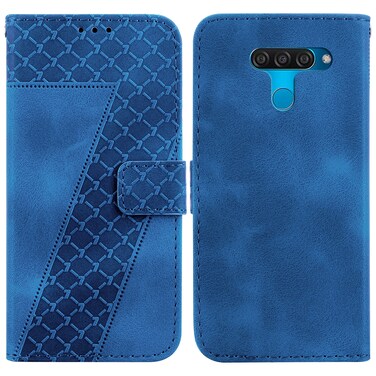 Protective Cover For LG K50/Q60 7-shaped Embossed Leather Phone Case Blue