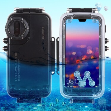 Protective Cover HAWEEL 40m/130ft Waterproof Diving Case for Huawei P20 Pro, Photo Video Taking Underwater Housing Cover (Black)