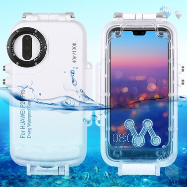 Protective Cover HAWEEL 40m/130ft Waterproof Diving Case for Huawei P20 Pro, Photo Video Taking Underwater Housing Cover (White)