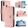 Protective Cover For Huawei P smart 2021 Rhombic Texture Flip Leather Phone Case with Lanyard (Coral Pink)