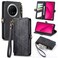Protective Cover For Huawei Mate 70 Pro Geometric Zipper Wallet Side Buckle Leather Phone Case (Black)