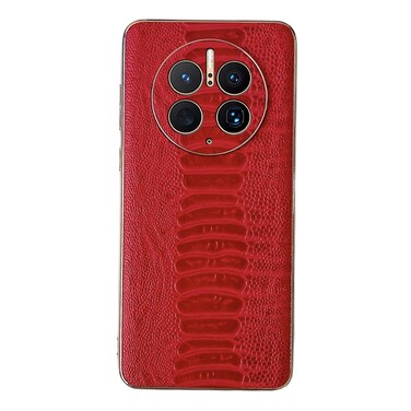 Protective Cover For Huawei Mate 50 Pro Genuine Leather Weilai Series Nano Plating Phone Case (Red)